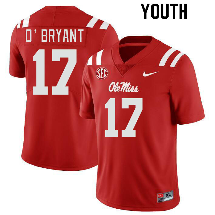 Youth #17 Richard O'Bryant Ole Miss Rebels College Football Jerseyes Stitched Sale-Red - Click Image to Close
